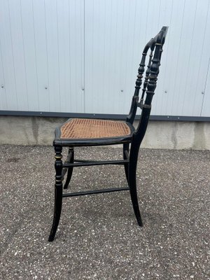 Napoleon III Chair in Blackened Wood and Canework for sale at Pamono