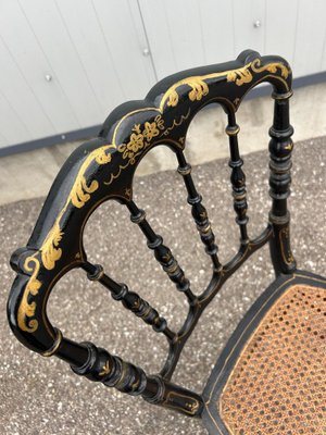 Napoleon III Chair in Blackened Wood and Canework for sale at Pamono