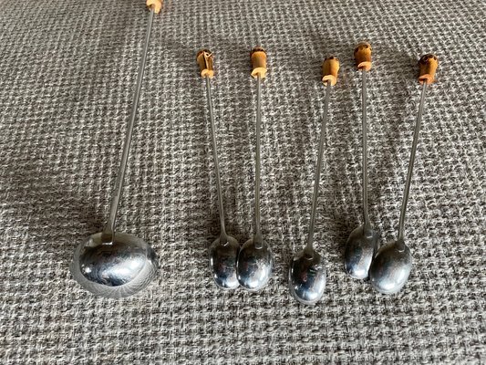 Bambus Lffel Set, 1950er, 6 . Set bei Pamono kaufen