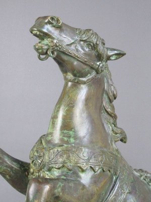 Impressionistic Bronze of a Horse on Travertine Base Impressionistic Bronze of a Horse on Travertine Base