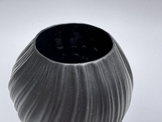 Pleated Black Vase by Martin Freyer for Rosenthal Studio Linie, 1968
