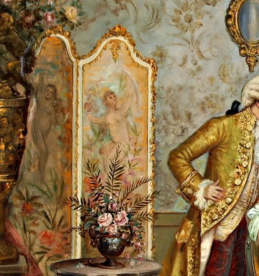 Frederik Lenderitz, Rococo Interior, Oil on Canvas, Signed
