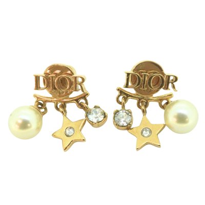 Christian dior gold earrings sales