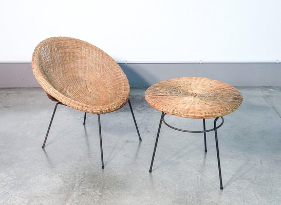 Mid century wicker sale