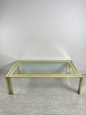 Large Modern Steel and Glass Coffee Table in the Manner of Romeo Rega Large Modern Steel and Glass Coffee Table in the Manner of Romeo Rega
