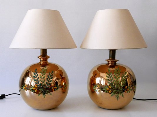 Mid Century Modern Massive Brass Side Table Lamps by Arte Lumen 1970s Set of 2