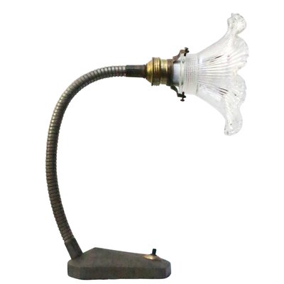 French Holophane Glass Cast Iron Table Desk Lamp for sale at Pamono