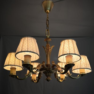 Vintage Swedish Grace Brass Six-Arm Chandelier, 1930s for sale at