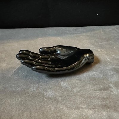 Modern Black Murano Glass Paperweight Depicting an Hand attributed