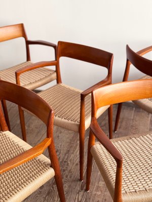 Set of 4 Cotton Cord & Teak Dining Chairs by Danish Designer Niels O. Moller Set of 4 Cotton Cord & Teak Dining Chairs by Danish Designer Niels O. Moller