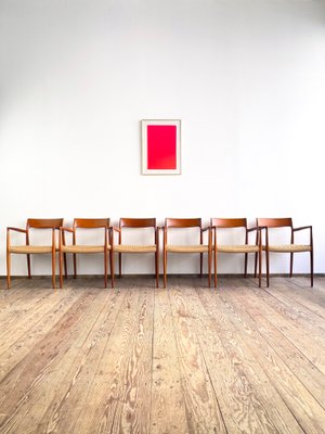 Set of 4 Cotton Cord & Teak Dining Chairs by Danish Designer Niels O. Moller Set of 4 Cotton Cord & Teak Dining Chairs by Danish Designer Niels O. Moller