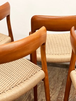 Set of 4 Cotton Cord & Teak Dining Chairs by Danish Designer Niels O. Moller Set of 4 Cotton Cord & Teak Dining Chairs by Danish Designer Niels O. Moller