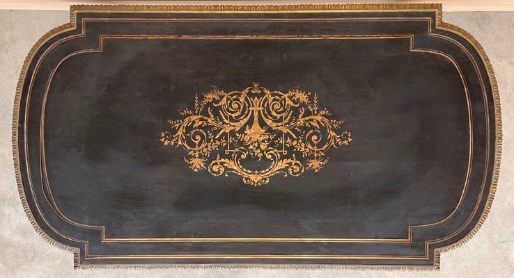 Bureau de style Louis XV en laqué noir Napoléon III XIX siècle Vintage