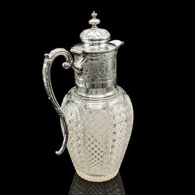 English Glass & Silvere Plate Dessert Wine Jug, 1890s for sale at Pamono