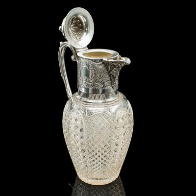 English Glass & Silvere Plate Dessert Wine Jug, 1890s for sale at Pamono