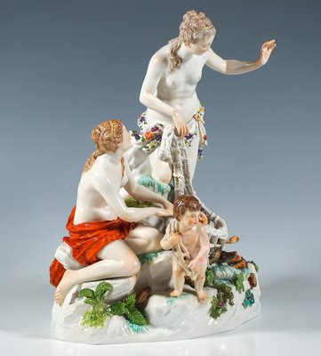 Antique Meissen Porcelain 2 Figurines Of Shepherd and
