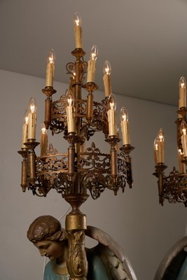 Corinthia Kerzenhalter-Set (2 Stück) – Klassisches Design, Antikes Elfenbein, Handbemalt, Aus Harz