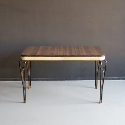 Mid Century Formica And Vinyl Table With Wrought Iron Legs 1960s For Sale At Pamono