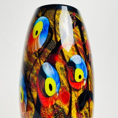 Vintage Large Multicolor Murano Vase by Cristalleria D Arte Murano