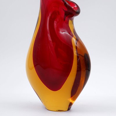 Murano Red Yellow Sommerso Art Glass Vase by Flavio Poli for