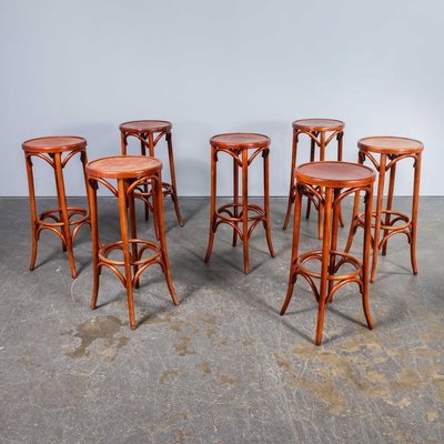Vintage Oak Barstools 1950s Set of 7 for sale at Pamono
