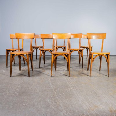 Honey Colour Bentwood Dining Chairs from Baumann, 1950s, Set of