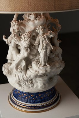 訳あり商品 20th-Century Mangani Porcelain Table Lamp with Sculpted リチャードジノリ