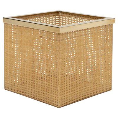 Mid Century Basket in Acrylic Glass Wicker and Brass by Christian Dior Italy 1970s for sale at Pamono
