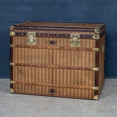Antique French Courier Trunk in Striped Canvas from Louis Vuitton
