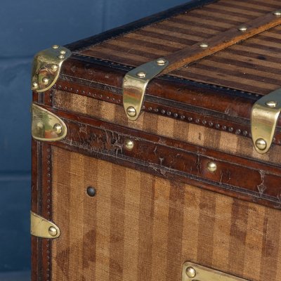 Antique French Courier Trunk in Striped Canvas from Louis Vuitton