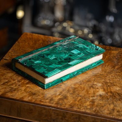 Antique Victorian Malachite Stone Box with Natural Mineral Samples