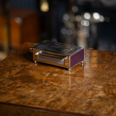 Antique Edwardian Silver Table Matchbox Holder, 1907 for sale at
