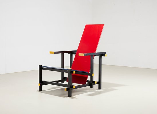 Red Blue Chair by Gerrit Rietveld for Cassina 1918 1970s for sale at Pamono
