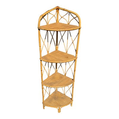 Rattan Corner Shelf 1960s