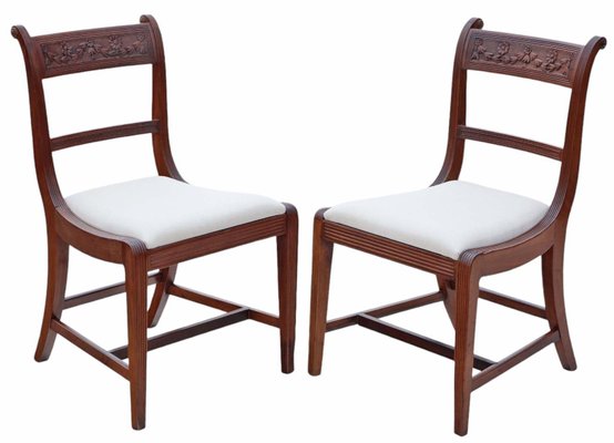 Antique 19th Century Carved Mahogany Dining Chairs 1890s Set of 2