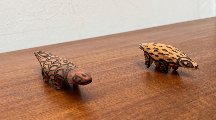 Vintage Australian Aboriginal Art Wood Carving Animal Figurines, Set of