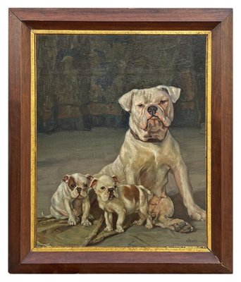 Ernst Hugo von Stenglin, A Family of Bulldogs, 1900, Oil on Panel