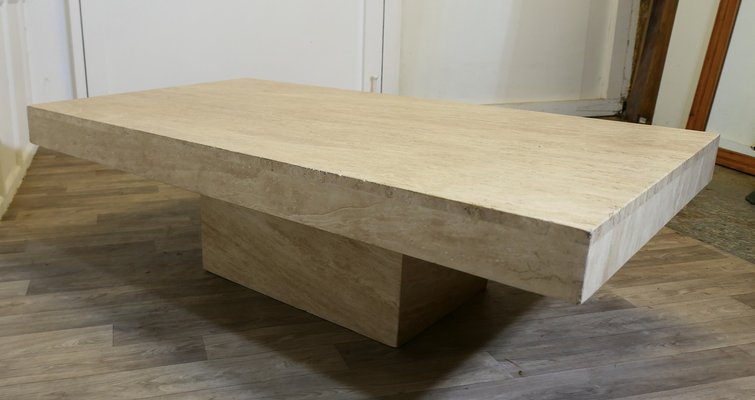 Vintage Italian Travertine Stone Cube Coffee Table, 1970s for sale