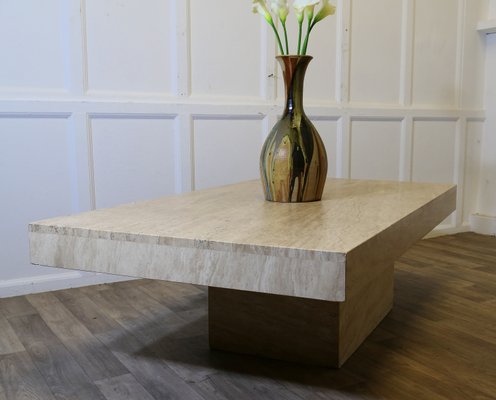 Vintage Italian Travertine Stone Cube Coffee Table, 1970s for sale