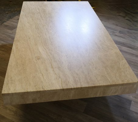 Vintage Italian Travertine Stone Cube Coffee Table, 1970s for sale