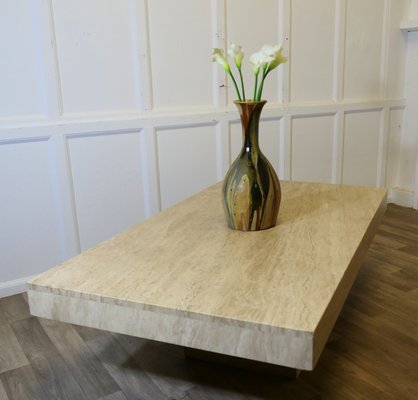 Vintage Italian Travertine Stone Cube Coffee Table, 1970s for sale