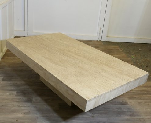Vintage Italian Travertine Stone Cube Coffee Table, 1970s for sale