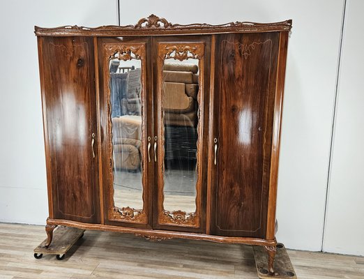 Chippendale Style Walnut and Maple Wardrobe 1930 for sale at Pamono
