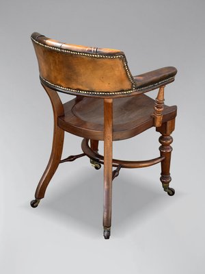 19th Century Victorian Mahogany & Leather Desk Chair, 1880s for