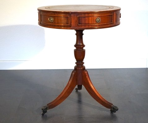 Antique English Side Table with Leather Top for sale at Pamono