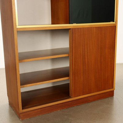 Vintage Cabinet in Aluminium and Mahogany Veneer, 1960s for sale