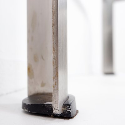 Couchtisch T113 aus Stahl & dickem Kristallglas, Osvaldo Borsani