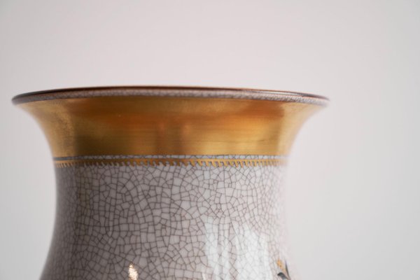 Shellfish Vase in Craquelé and Gold by Thorkild Olsen for Royal