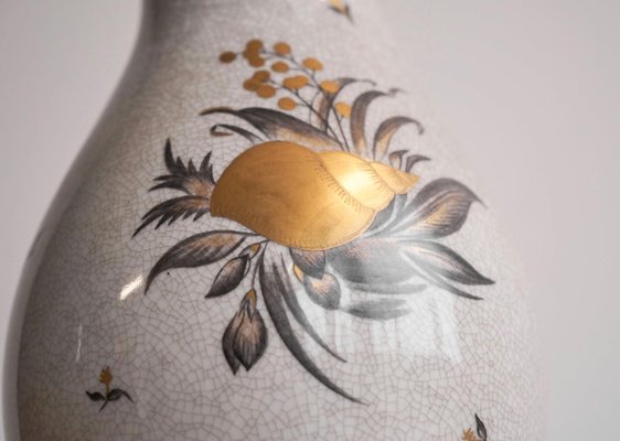 Shellfish Vase in Craquelé and Gold by Thorkild Olsen for Royal