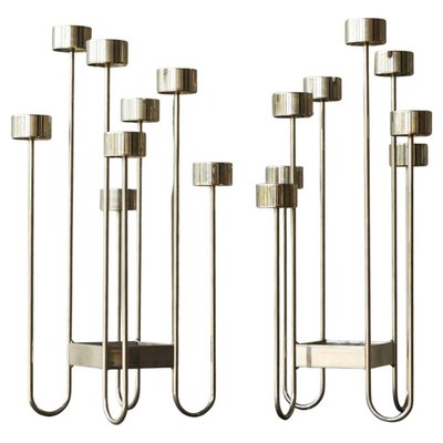 Set of Three Danish Patinated & Polished Bronze Candlesticks Set of Three Danish Patinated & Polished Bronze Candlesticks